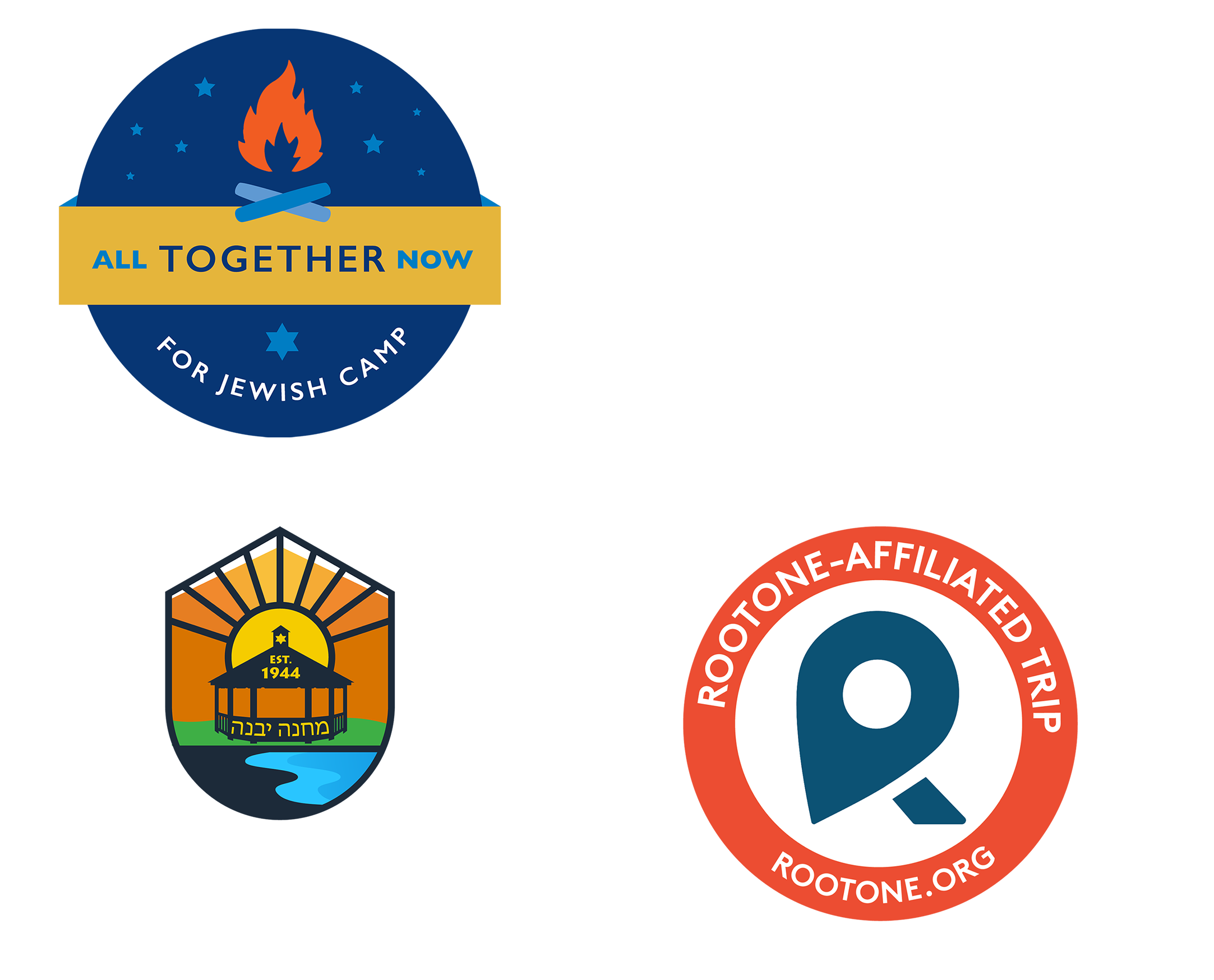 all together nowcamp accreditation rootone affiliated trip and camp yavneh logos.